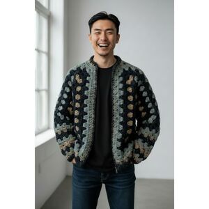 THE OLD FASHIONED Handmade Crochet Hexagon Cardigan